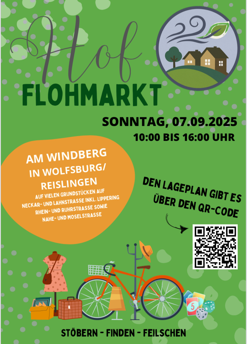 Werbung für Hof Flohmarkt in Reislingen am 07.09.2025 von 10:00 Uhr bis 16:00 Uhr