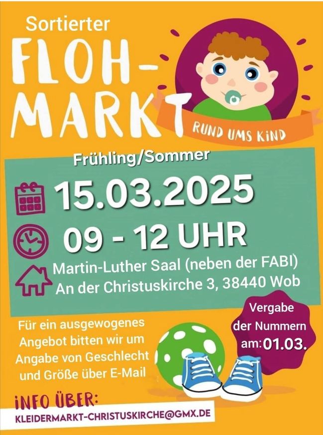 Plakat zur Bewerbung des Flohmarktes Christuskirche im März 2025